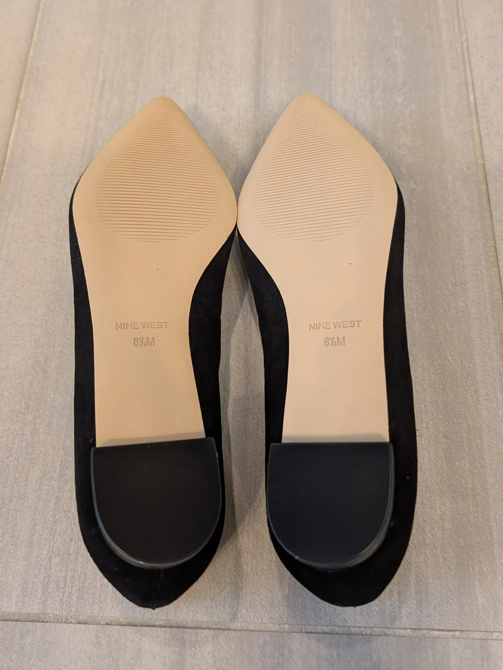 Nine West Black Suede flats with chic accent chain - NIB
